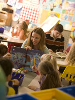 Teacher reading to students
