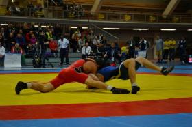 Max Nowry takes opponent to the mat