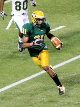 Sophomore Brandon Parson returns an interception.