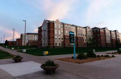 exterior of the Woods Residence Halls