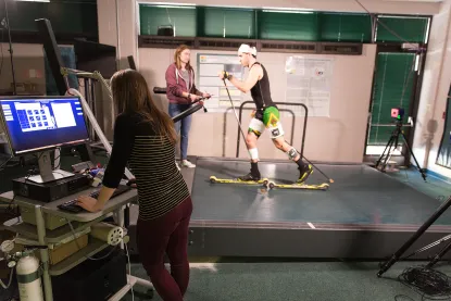 Student on ski treadmill