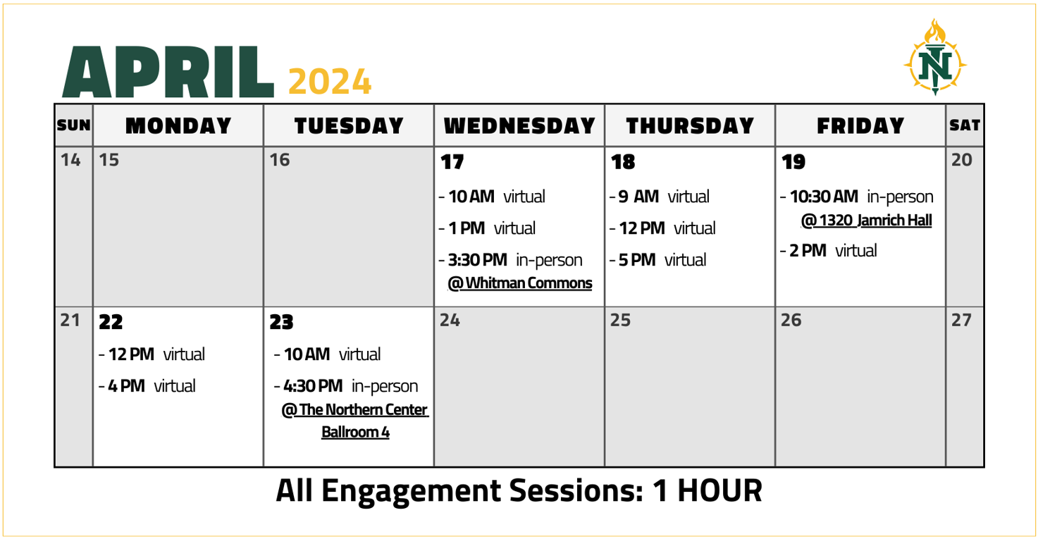 Engagement Session Calendar