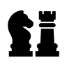 Knight and rook chess pieces