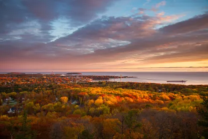 Sunrise over Marquette and Lake Superior