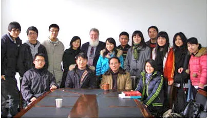 ECUPL English, sociology and social work students after an informal question-answer session. Dean of Sociology and Social Work, Professor Li Jianyong, seated (in brown jacket). Professor Li was instrumental in arranging the lectures in his department as well as my seminar at the Shanghai Academy of Social Sciences.