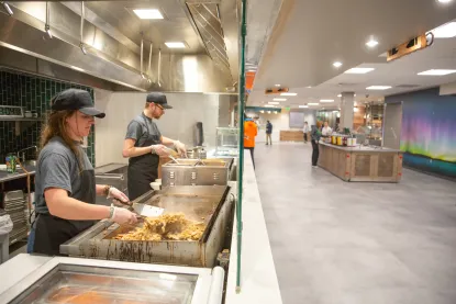 Employees preparing food at Northern Lights Dining