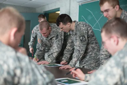 ROTC Students at a mock briefing