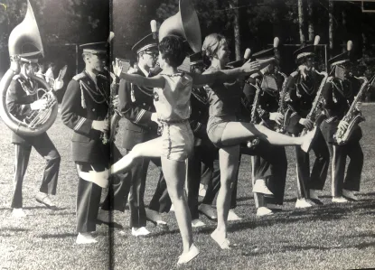 Halftime performance of Marching Band 1956