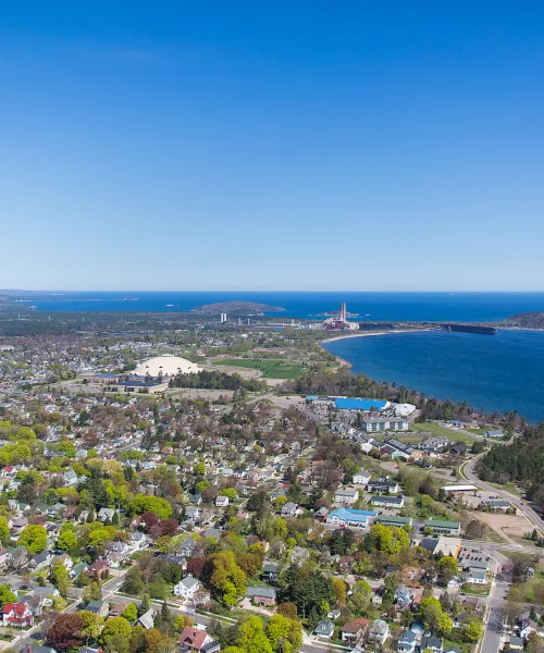 Aerial view of Northern Michigan University campus