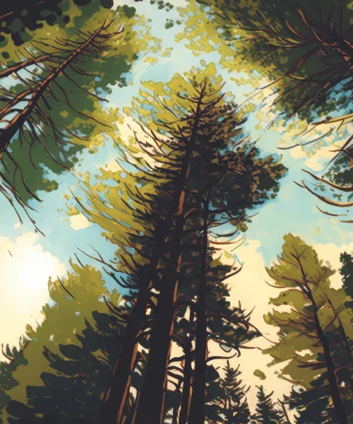 Digital illustration of trees in the forest