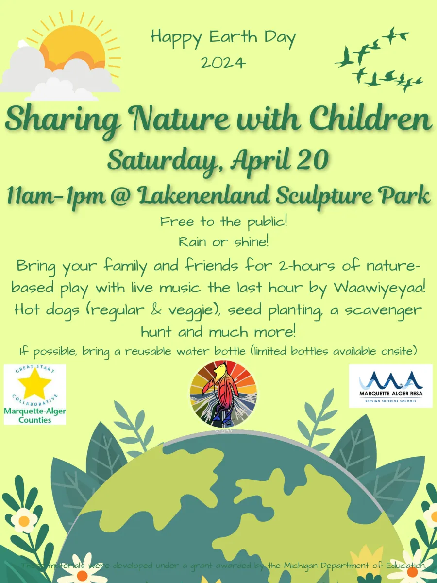 Sharing Nature With Children 11 am to 1 pm at Lakenenland Sculpture Park